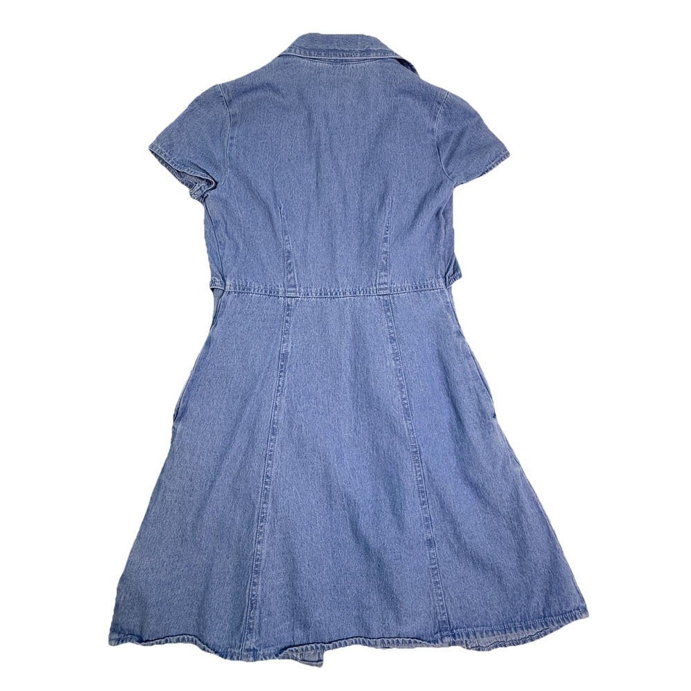 ASOS Denim Tie-Front Mini Dress 100% Cotton US size 0 Cottagecore Western Summer - Picture 2 of 16